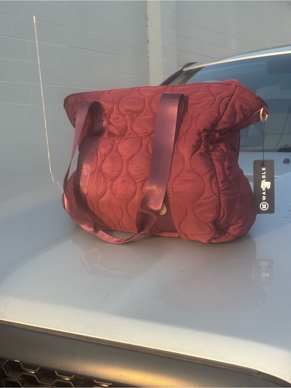 NWT Wantable Quilted Tote Bag in Burgundy